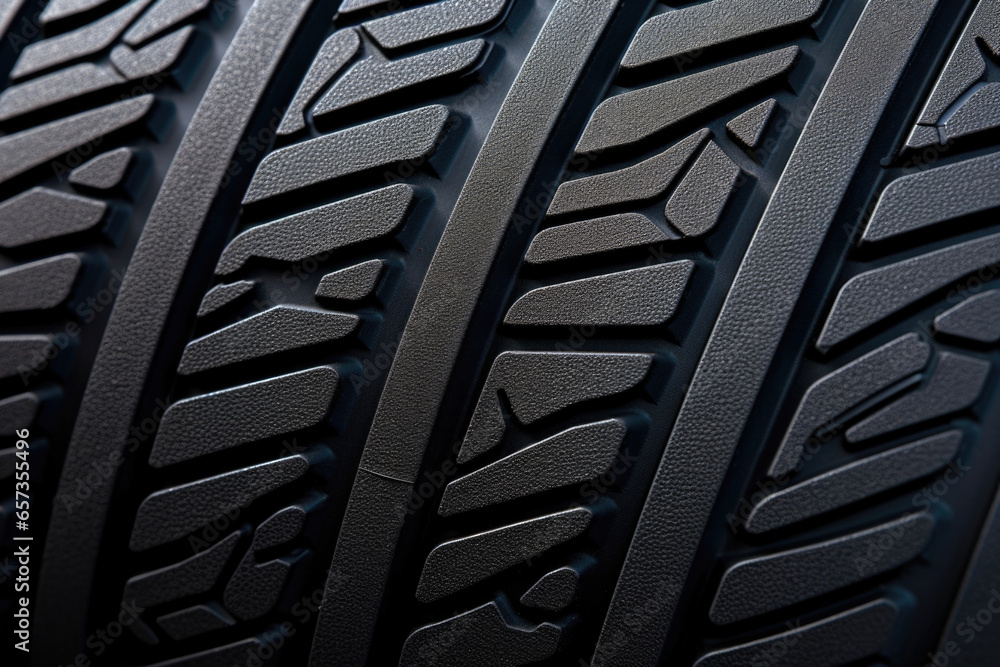 Aufkleber closeup of a molded rubber pattern with a ridged surface, ideal for creating grip and traction on ve
