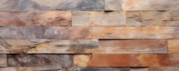 Naklejka premium Closeup of weatherbeaten quartzite, boasting a mix of rugged texture and a variegated color palette.