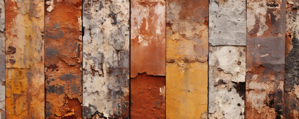 Texture of corroded sandstone columns, with patches of rustcolored stains and a pitted, corroded surface.