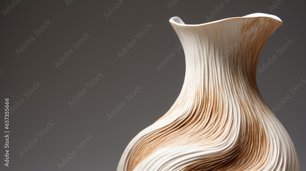 Poster texture of a studio pottery vase with a smooth, wavy surface. the curves and dips create a sense of 
