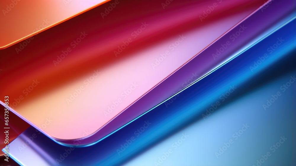 Poster closeup of anodized aluminum smooth and vibrant surface with a colored translucent layer, adds a pop