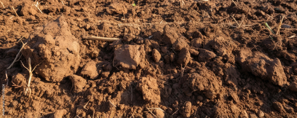 Poster closeup of plowed furrows the furrows in this texture are irregular in shape, with varying depths an