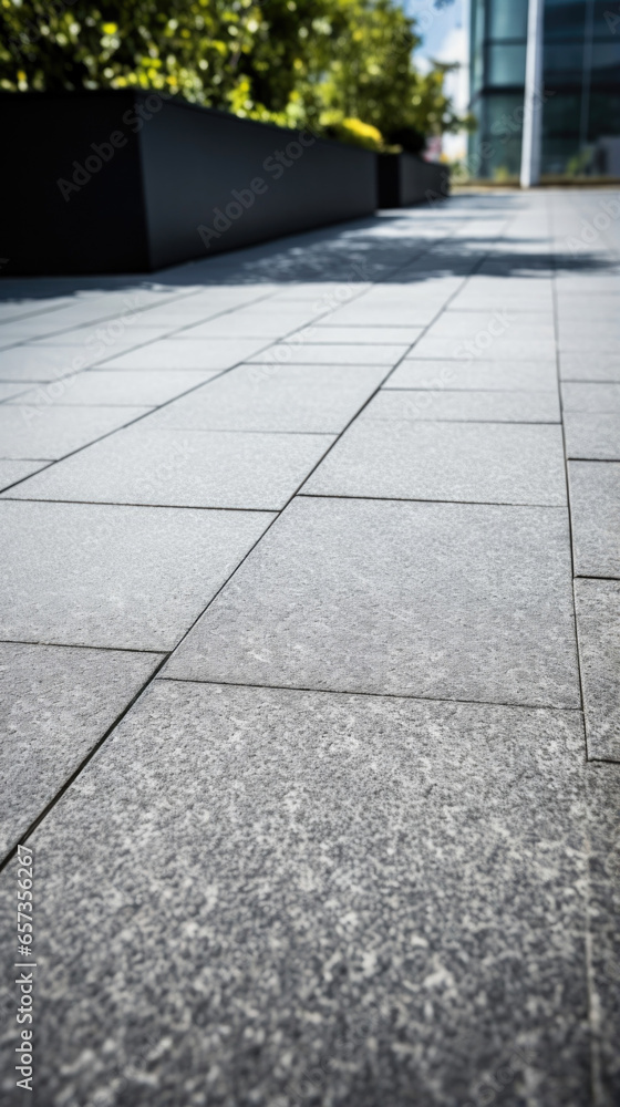 Aufkleber closeup of a concrete sidewalk with large square tiles, each with a speckled texture and a glossy fi