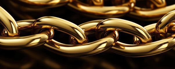 Closeup of a Gold chain texture, with interlocking links and a smooth, cool feel. - obrazy, fototapety, plakaty