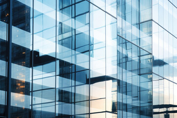 Fototapeta na wymiar Texture of a towering glass building, with a reflective surface that amplifies the natural light and enhances its transparency.