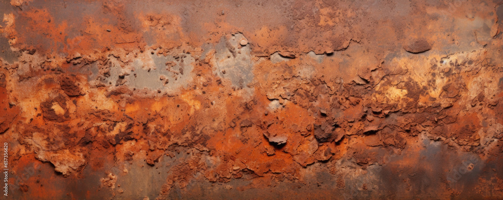 Poster closeup of oxidized iron an intricate shot of an iron object covered in a layer of rust and oxidatio