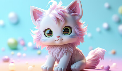 Toy cat in soft colors, plasticized material, educational for children to play. AI generated