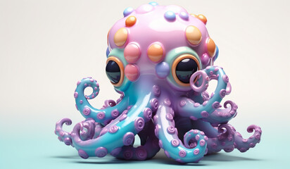 Toy octopus in soft colors, plasticized material, educational for children to play. AI generated