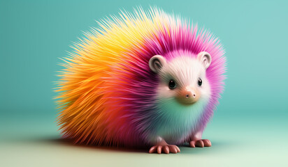 Toy porcupine in soft colors, plasticized material, educational for children to play. AI generated - obrazy, fototapety, plakaty