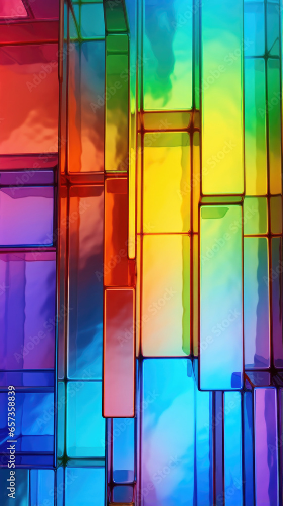 Poster texture of mirrored glass with an iridescent rainbow finish. the glass appears to change color when 