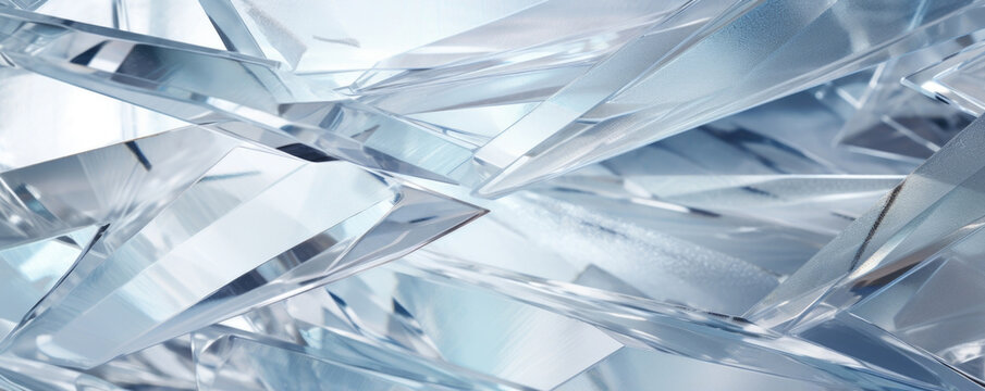 Closeup of a textured prismatic glass, with angular shards creating a shimmering surface.