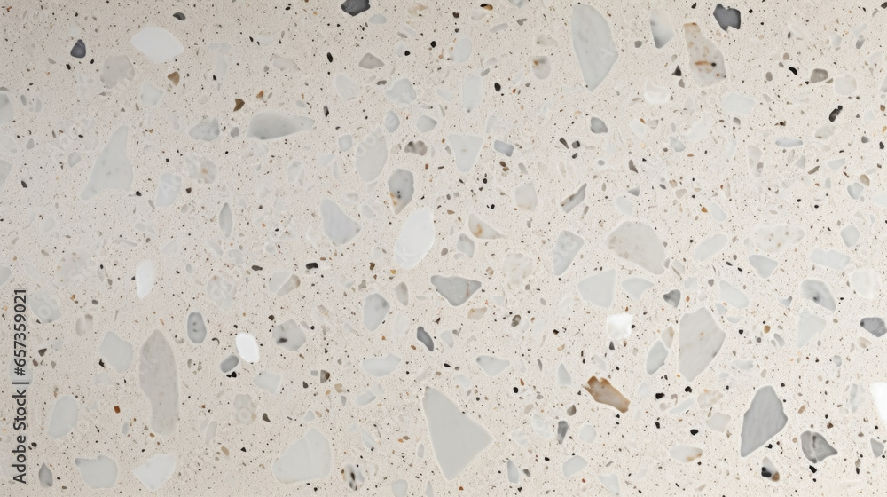 Aufkleber texture of terrazzo concrete with a polished finish, showcasing a glossy look with speckles of vario