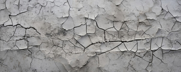 Texture of cracked concrete, with a mosaic of jagged lines and fissures resembling a puzzle. - obrazy, fototapety, plakaty