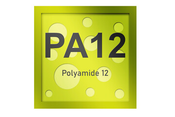 Polyamide 12 (PA12) polymer symbol isolated