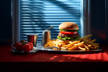 hamburger and fries
