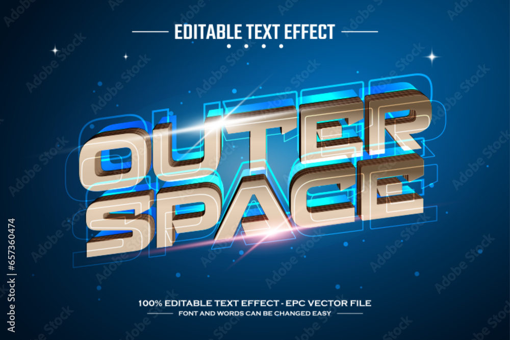 Poster outer space 3d editable text effect template