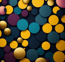 abstract colorful background with circles, Vibrant Kaleidoscope: Abstract Circles in Teal, Purple, and Gold