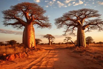 Fototapete Rund Baobab Trees landscape © kramynina