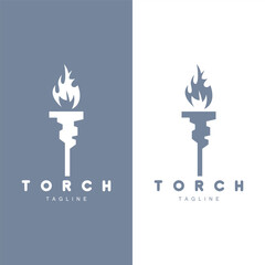 Fototapeta na wymiar Torch Flame Logo Simple Vector Design Retro Illustrator Template