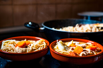 Bowls served with homemade ramen