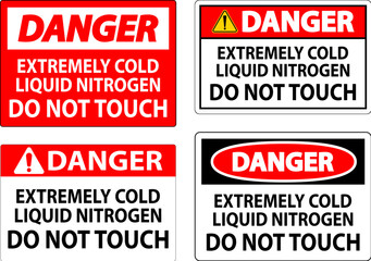 Danger Sign Extremely Cold Liquid Nitrogen Do Not Touch
