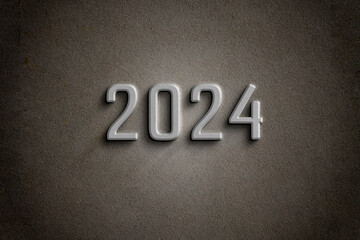 2024 number on concrete background. 2024 logo text design. Design template Celebration typography poster, banner or greeting card for Happy new year.
3D illustration.