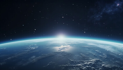 Wallpaper of space with planet earth, light and galaxy