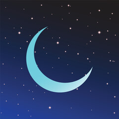 Obraz na płótnie Canvas Crescent moon and shining stars illustration, night sky background