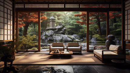 Obraz na płótnie Canvas Zen Garden Retreat. Showcase a peaceful retreat with a Zen garden.