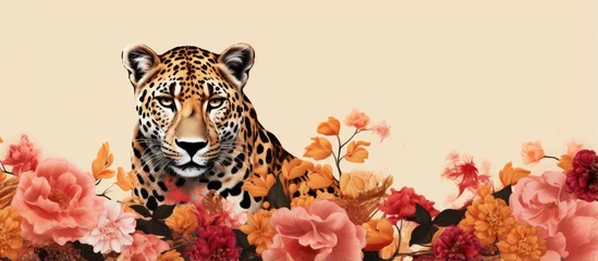  Pattern with flowers and leopard like design With copyspace for text © 2rogan