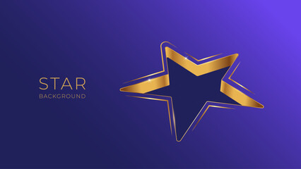 Obraz premium Golden star on purple modern background. Luxury award banner with stars. Vector illustration