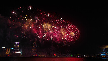 Fireworks display to commemorate the National day of the Republic of China in 2023 at Victoria...