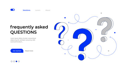 Frequently Asked Questions Concept. Flat Vector Illustration Exclamation and Question Marks. Online Support web page. - obrazy, fototapety, plakaty