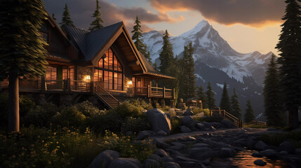 Mountain Lodge Tranquility. Experience tranquility in this mountain lodge