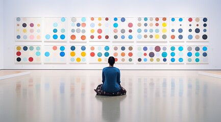 woman experiencing abstract art, AI generated - 657366439