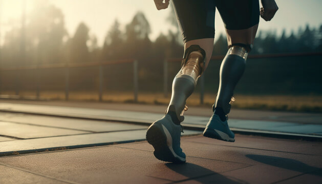 an athletic man with prosthetic legs