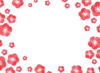 水彩風梅のシンプルフレーム