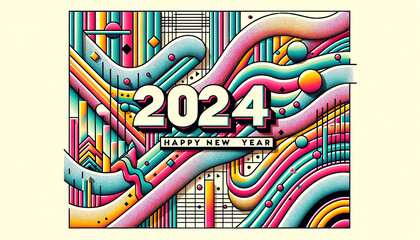 Colorful Happy New Year 2024 Design