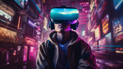 Fototapeta na wymiar Gaming World Beyond Reality. Explore a gaming world beyond reality in virtual reality