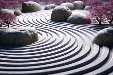 Fototapeta na wymiar Abstract Zen Garden Background Images: Reflecting the Serene Beauty of Tranquility, generative AI