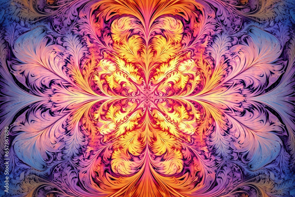 Poster abstract fractal patterns: intricate artwork with vivid colors, inspired by mathematical fractals, g