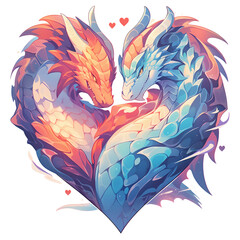 Obraz premium dragons in love, isolated on transparent background clipart