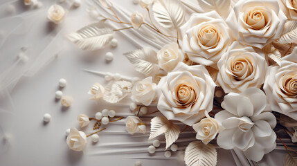 white paper art direction, accessories shooting, minimal, Wedding concept - Generative AI