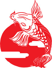 The Japanese fish carp or koi drawing style