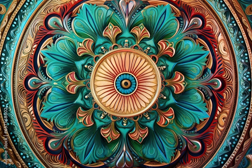 Poster abstract pattern background: interpreting the mesmerizing mandalas' intricate designs, generative ai