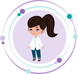 Female doctor chibi scientist illustration graphic icon