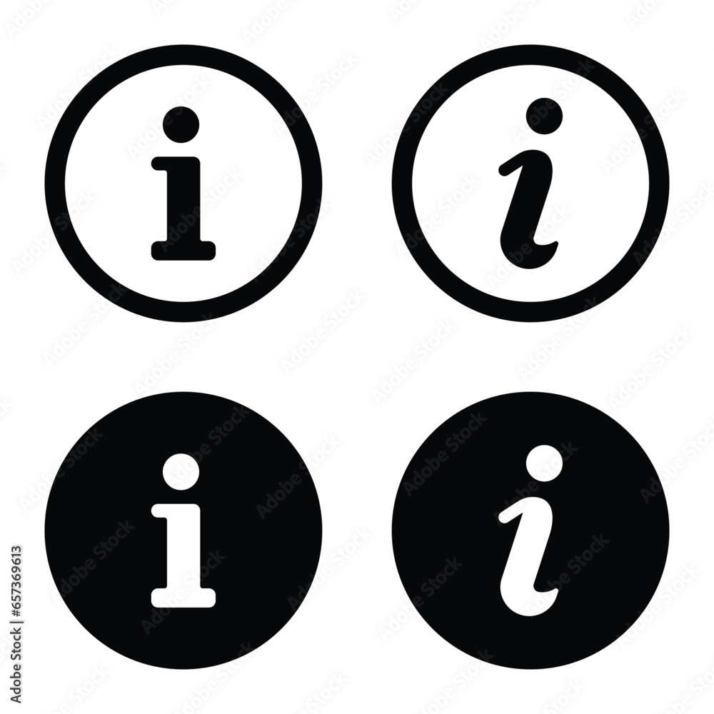 Poster info icons set. information icon collection on white background. info button. isolated information i