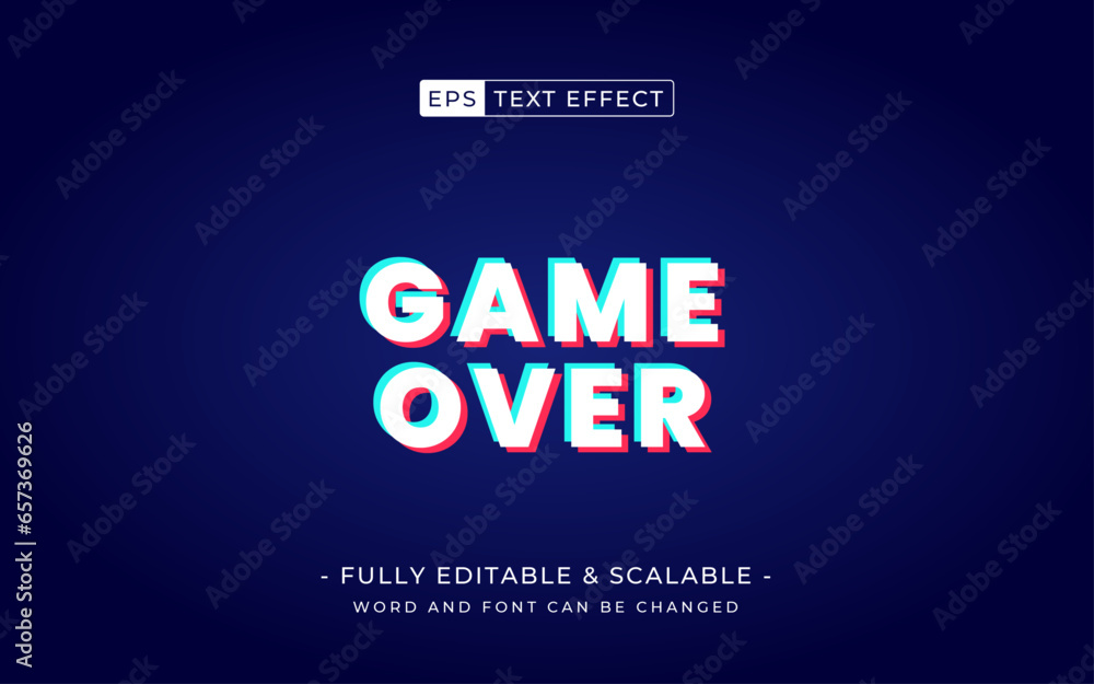 Poster game over editable text effect style with glitch effect