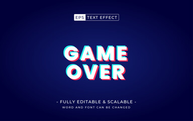 Game Over editable text effect style with glitch Effect
