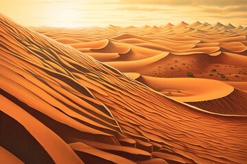 Fototapeta na wymiar Sahara Desert's Grandeur: Abstract Representation with Undulating Warm Tones, generative AI
